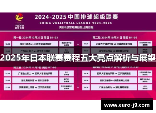 2025年日本联赛赛程五大亮点解析与展望